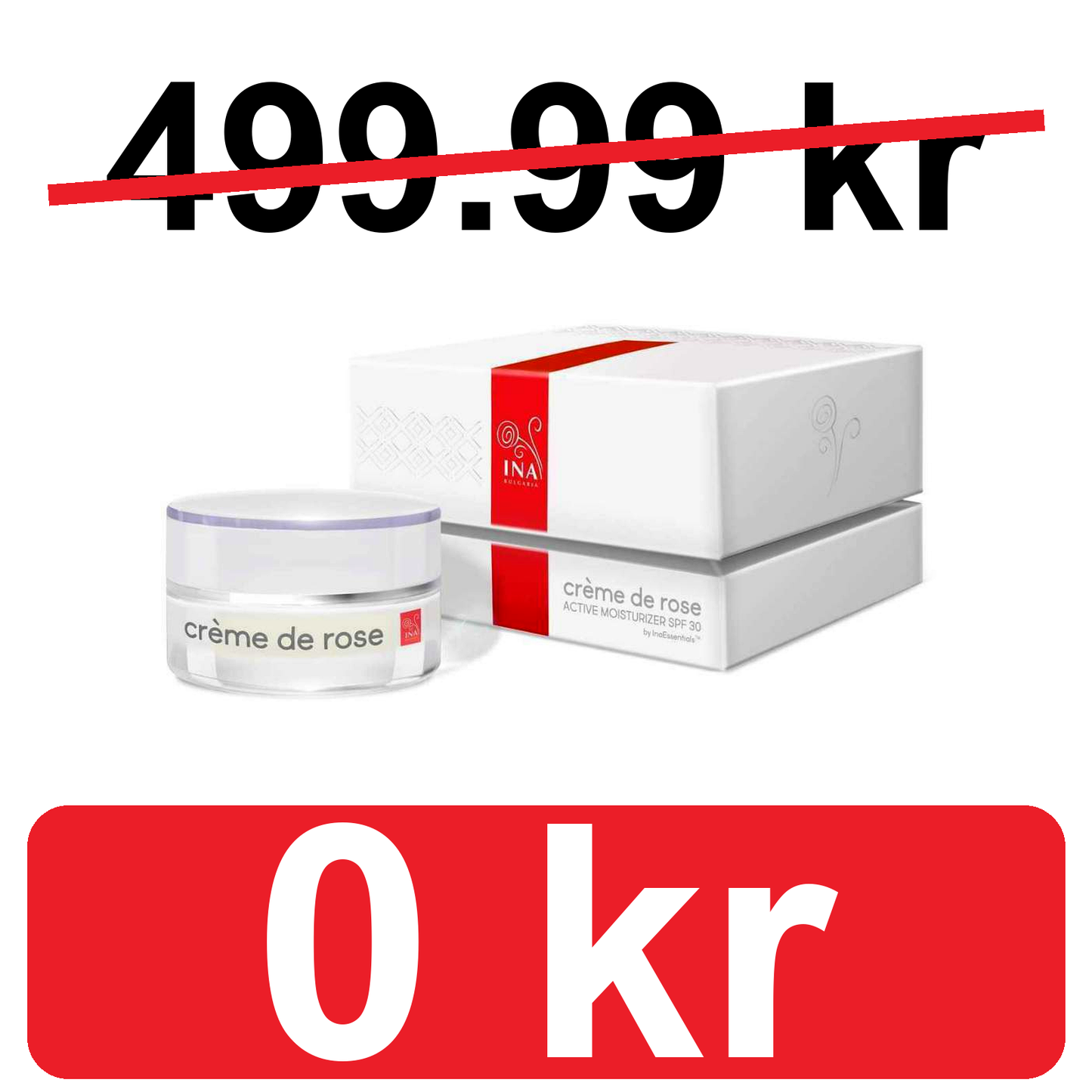+ Gave Crème de rose - Fugtighedscreme med SPF30 - stærkt beriget med Økologisk Rose æterisk olie