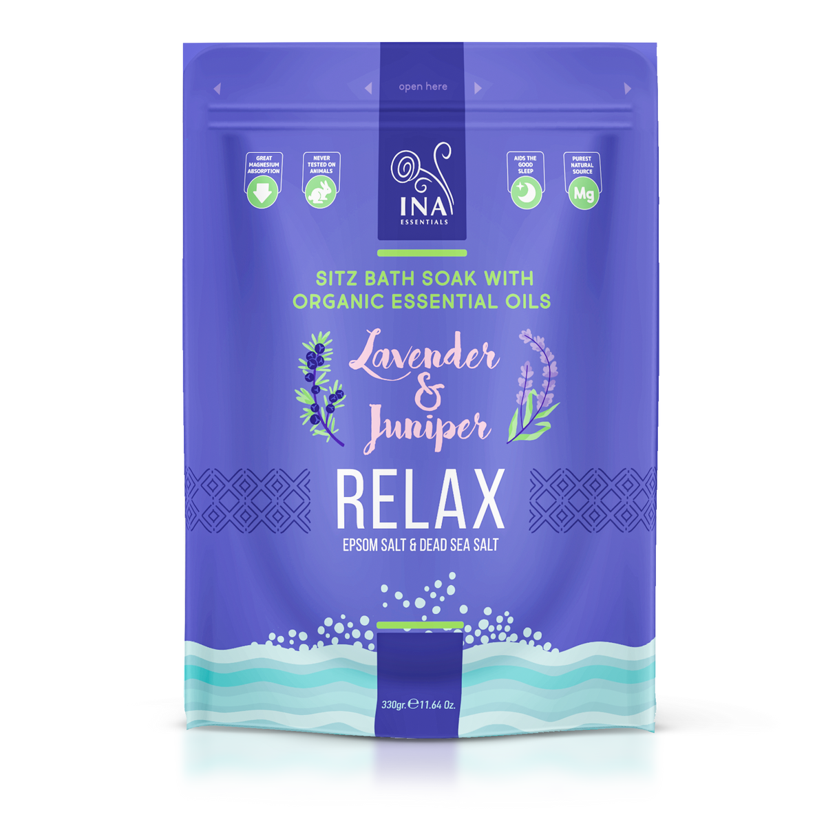 Relax - Badesalt med Lavendel og Enebær til Afslapning og Stresslindring