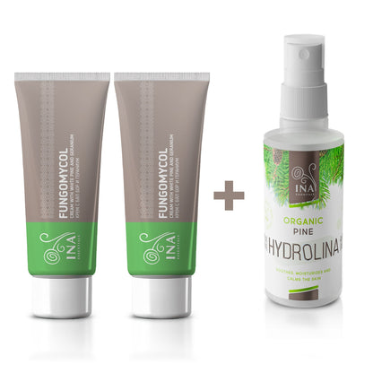 SÆRLIG ADGANG Køb 2 cremer til neglesvamp og tør og revnet hud + 1 økologisk hvidfyr-vand