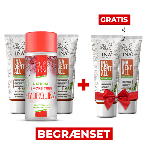 Køb 2 naturlige tandpastaer og 1 Mundskyl med parykbusk og få 2 naturlige tandpastaer gratis