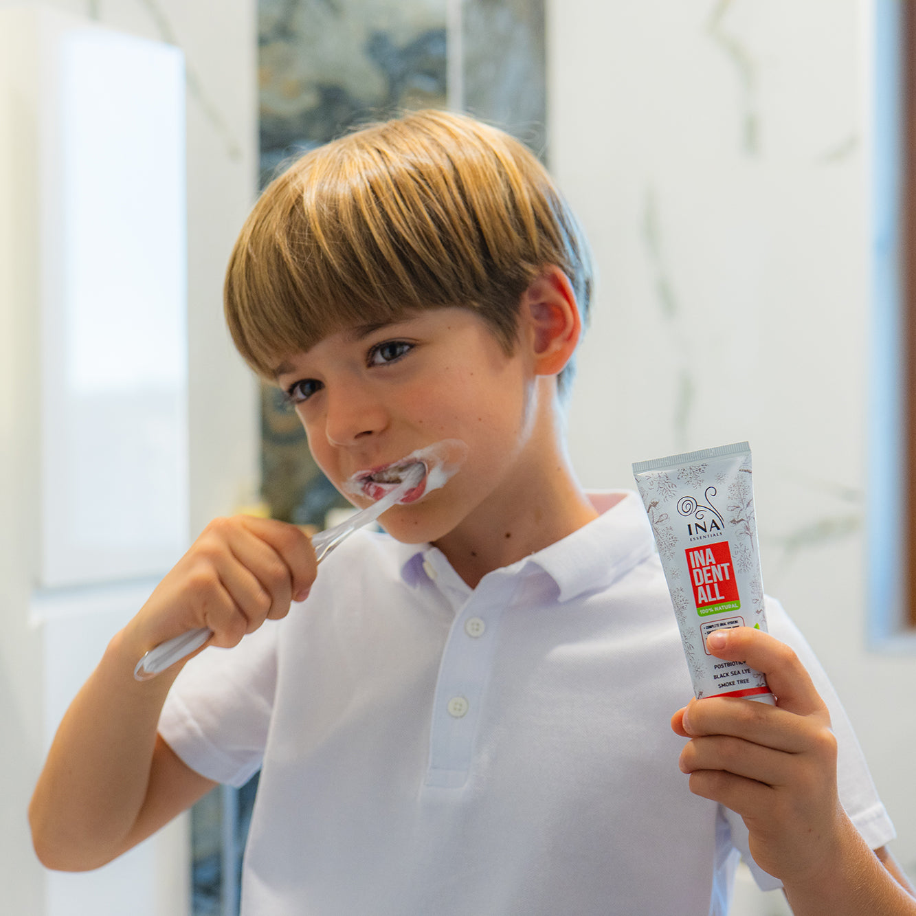 Køb 3 Ina Dent-All tandpastaer +1 Parykbusk mundskyl