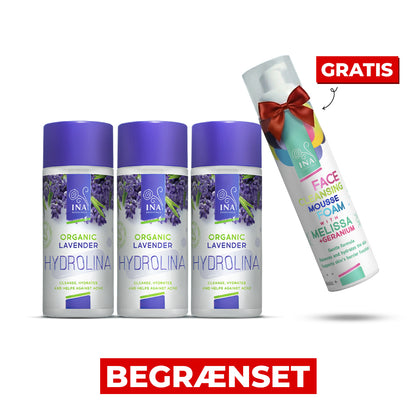 Køb 3x Lavendel Hydrolina, Få 1 Rensende Ansigtsskum Gratis