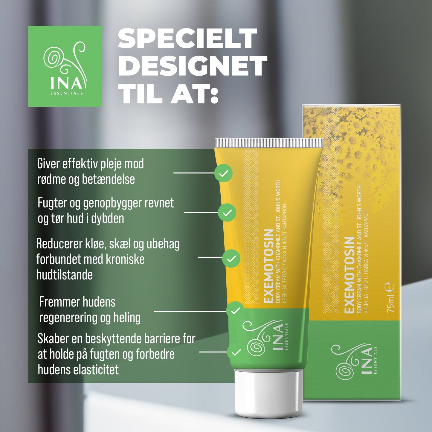 SÆRLIG ADGANG Køb 2 cremer til psoriasis, eksem og irriteret hud + 1 økologisk kamillevand