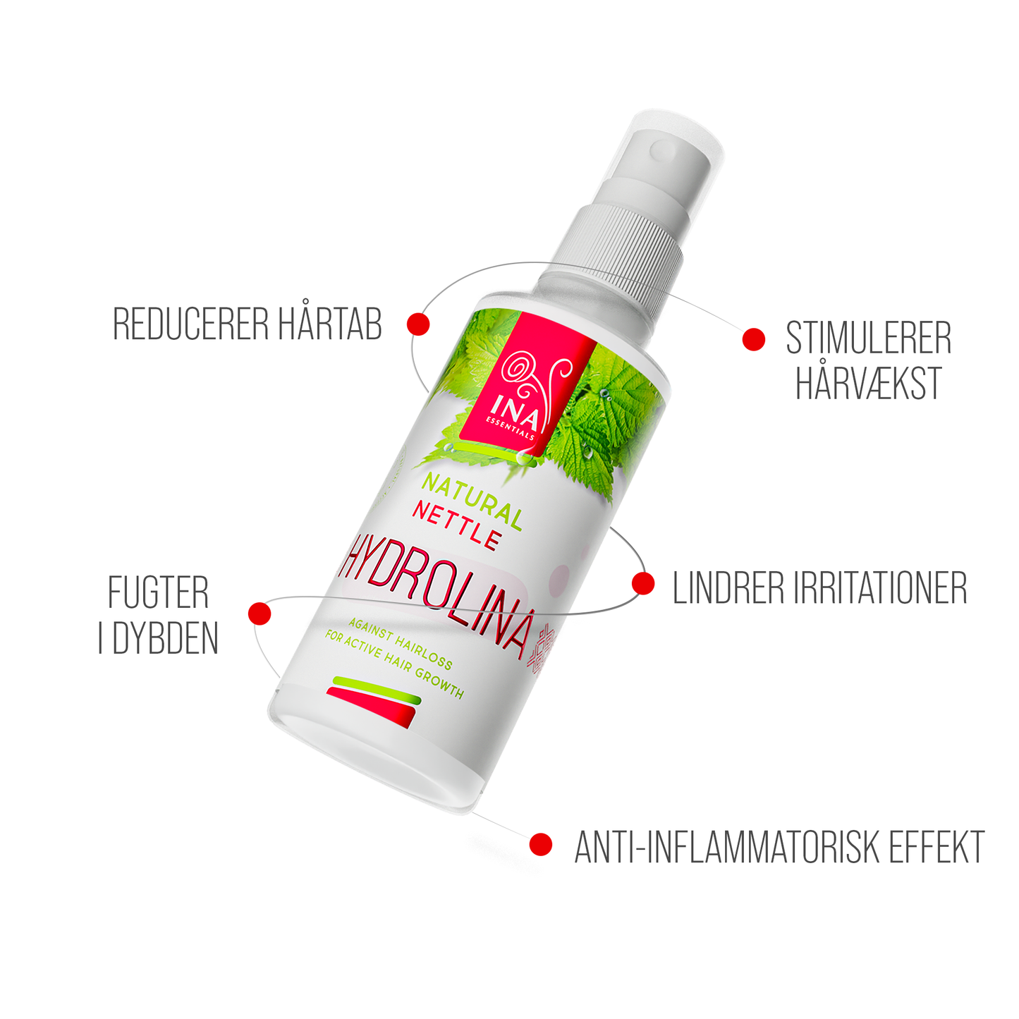 SÆRLIG ADGANG Vild Brændenældevand Hydrolina - Hårspray til Hårtab og Fedtet hår