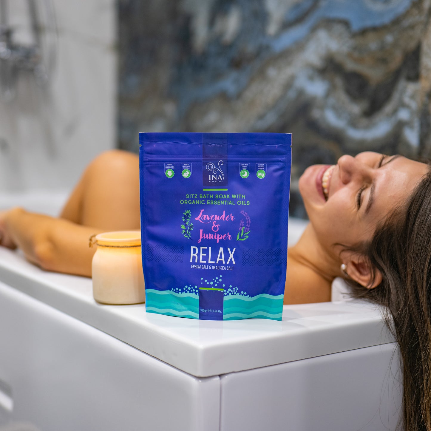 SÆRLIG ADGANG Relax - Badesalt med Lavendel og Enebær til Afslapning og Stresslindring