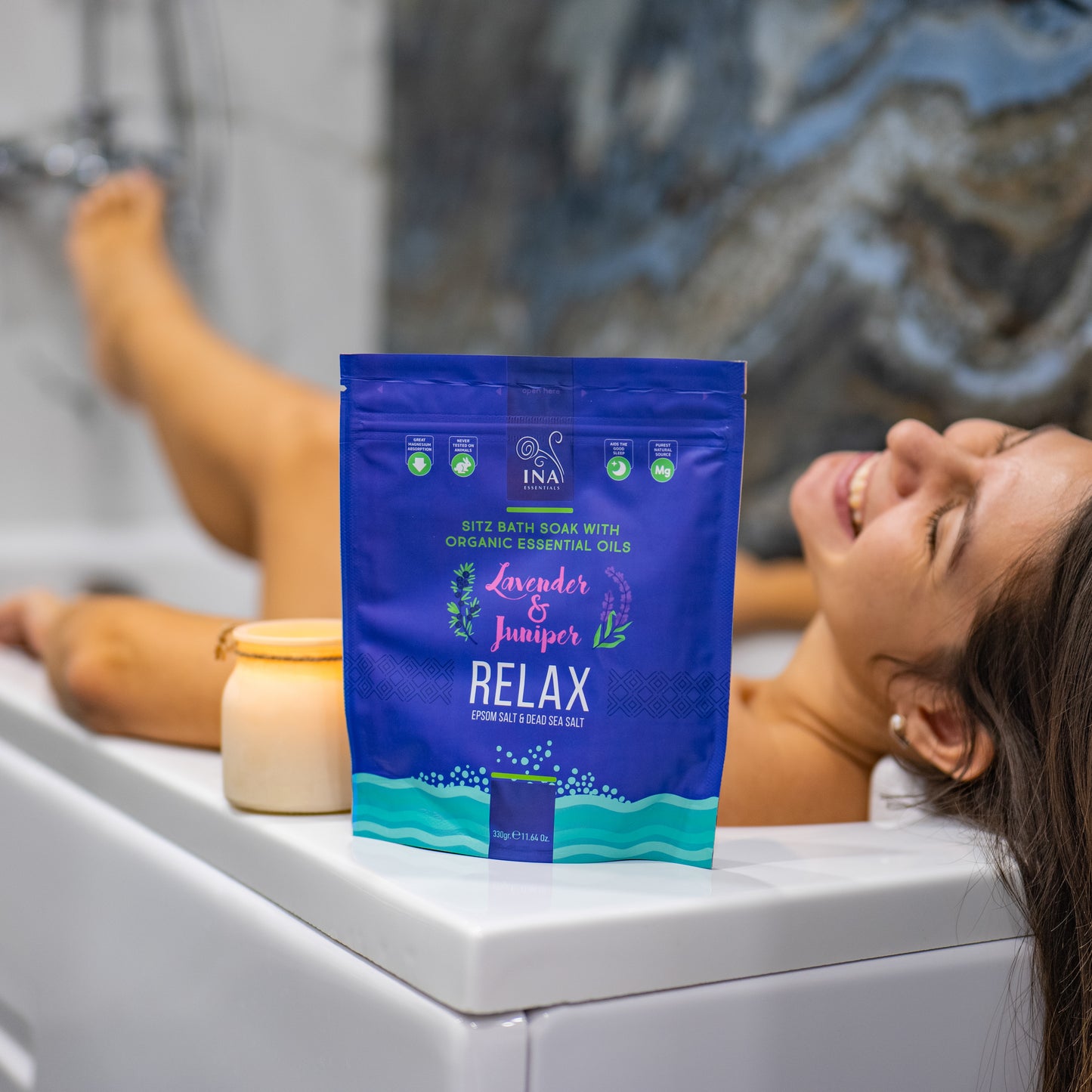 Relax - Badesalt med Lavendel og Enebær til Afslapning og Stresslindring